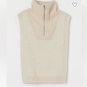 H&M Cream Knit Half-Zip Sweater Vest One Size High Neck Layering Piece